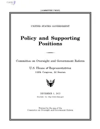 Policy and Supporting Positions