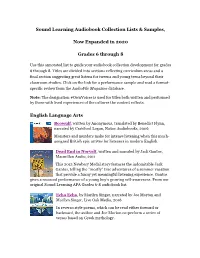 Sound Learning Audiobook Collection Lists & Samples, Now Expanded In