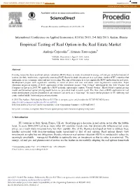 Empirical Testing of Real Option in the Real Estate Market
