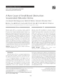 Incarcerated Obturator Hernia