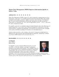 Master Data Management (MDM) Improves Information Quality to Deliver Value