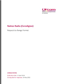 Nation Radio (Ceredigion) Request to Change Format