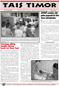 UNTAET Considers Alter- Native Proposals for East Timor Administration