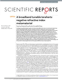 A Broadband Tunable Terahertz Negative Refractive Index Metamaterial