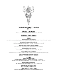 Create the Menu Options 2019