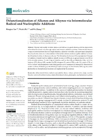 Difunctionalization of Alkenes and Alkynes Via Intermolecular Radical and Nucleophilic Additions