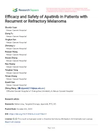 E Cacy and Safety of Apatinib in Patients with Recurrent Or