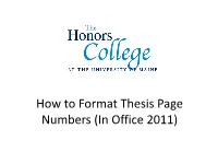 How to Format Thesis Page Numbers (In Office 2011) Pagination