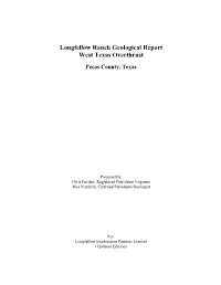 Longfellow Ranch Geological Report West Texas Overthrust