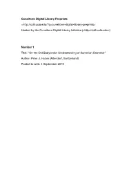 Sumerian Verbal Paradigms: the Texts
