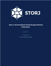 A Decentralized Cloud Storage Network Framework