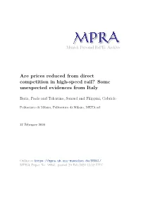 Are Prices Reduced from Direct Competition in High-Speed Rail? Some Unexpected Evidences from Italy