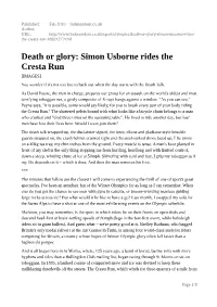 Death Or Glory: Simon Usborne Rides the Cresta Run [IMAGES] You Wonder If It's Not Too Late to Back out When the Day Starts with the Death Talk