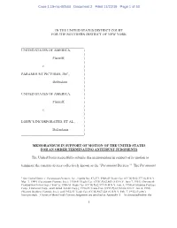Download Memorandum in Support of Motion of the United States for an Order Terminating Antitrust Judgments