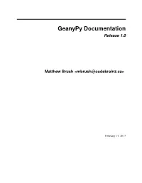 Geanypy Documentation Release 1.0