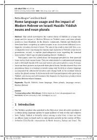 Home Language Usage and the Impact of Modern Hebrew on Israeli