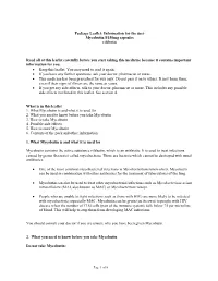 Information for the User Mycobutin®150Mg Capsules Rifabutin Read All