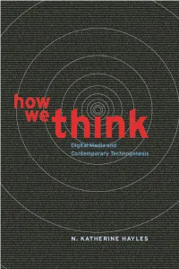 Katherine Hayles, How We Think