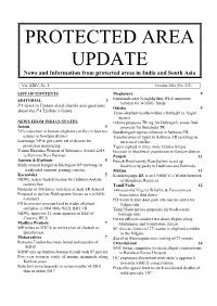 PROTECTED AREA UPDATE News and Information from Protected Areas in India and South Asia