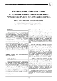 Toxicity of Three Commercial Tannins to the Nuisance Invasive Species Limnoperna Fortunei (Dunker, 1857): Implications for Control