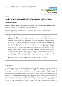 An ECMA-55 Minimal BASIC Compiler for X86-64 Linux®