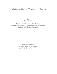 An Introduction to Topological Groups