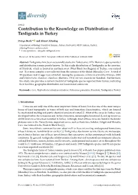 Contribution to the Knowledge on Distribution of Tardigrada in Turkey