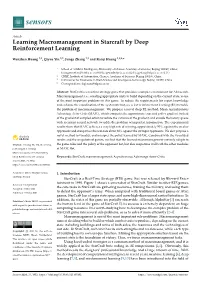 Learning Macromanagement in Starcraft by Deep Reinforcement Learning