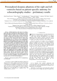 Personalized Dynamic Phantom of the Right and Left Ventricles Based on Patient-Specific Anatomy for Echocardiography Studies &Am