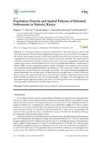 Population Density and Spatial Patterns of Informal Settlements in Nairobi, Kenya