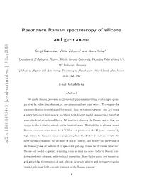 Resonance Raman Spectroscopy of Silicene and Germanene