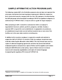 Sample Affirmative Action Program (Aap)