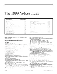The 1999 Notices Index, Volume 46, Number 11