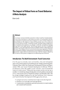 The Impact of Urban Form on Travel Behavior: a Meta-Analysis