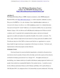 The NIH Human Microbiome Project Authors: the NIH HMP Working Group (