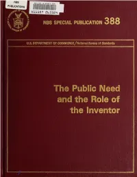 The Public Need and the Role of the Inventor