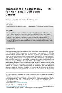 Thoracoscopic Lobectomy for Non-Small Cell Lung Cancer
