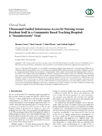Ultrasound Guided Intravenous Access by Nursing Versus Resident Staff in a Community Based Teaching Hospital: a (Noninferiority) Trial
