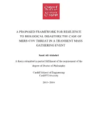 A Proposed Framework for Resilience to Biological Disasters:The Case of Mers-Cov Threat in a Transient Mass Gathering Event