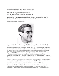Mozart and Quantum Mechanics: an Appreciation of Victor Weisskopf