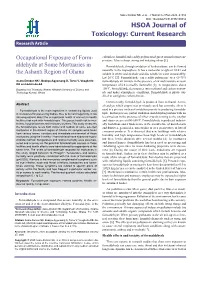 Occupational Exposure of Form- Aldehyde at Some Mortuaries in The