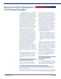 Operational Risk Management: an Evolving Discipline