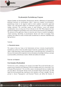 Psychoanalytic Psychotherapy Program