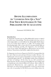Divine Illumination As “Conditio Sine Qua Non” for True Knowledge in the Philosophy of St Augustine