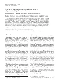 Effect of Alloying Elements on Heat Treatment Behavior of Hypoeutectic