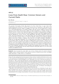 Lives from Death Row: Common Sinners and Current Pasts