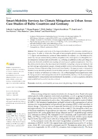 Smart-Mobility Services for Climate Mitigation in Urban Areas: Case Studies of Baltic Countries and Germany