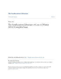 The Southeastern Librarian V. 61, No. 4