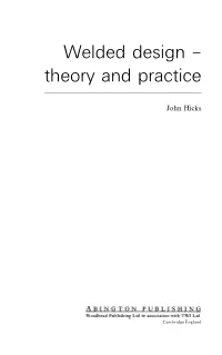 Welded Design ± Theory and Practice