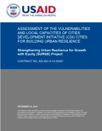 Assessment of the Vulnerabilities and Local Capacities of Cities Development Initiative (Cdi) Cities for Building Urban Resilience